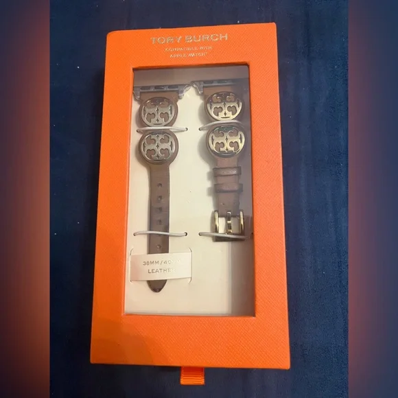 Tori Burch Brown Leather Watch Band with Gold Accents - Picture 2 of 8